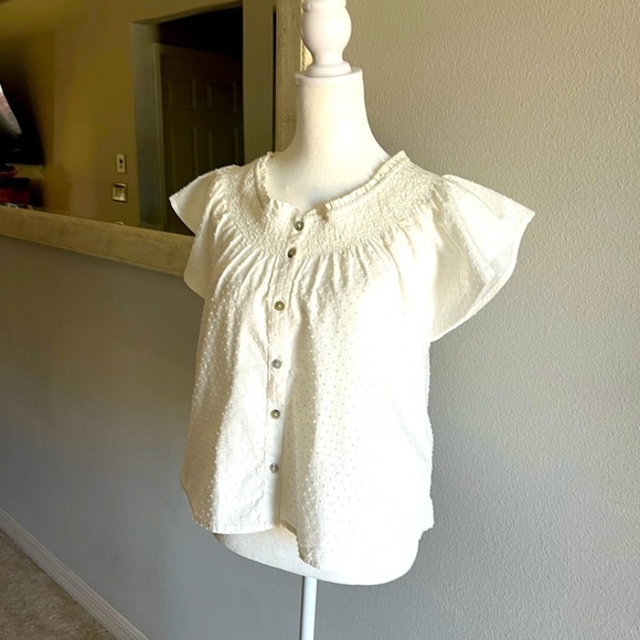 BB Dakota by Steve Madden Tops - BB Dakota by Steve Madden: NEW white smocked yoke button down blouse. Size S